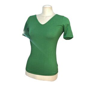 Universal Standard Foundation Short Sleeve V-Neck Tee Sz 4XS (00-0, XS) Green